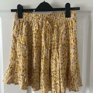 Yellow Floral Tiered Mini Skirt | Boho Cottagecore